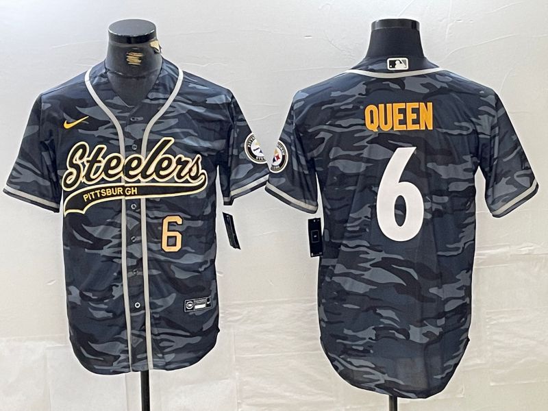 Men Pittsburgh Steelers #6 Queen Camo Joint Name 2024 Nike Limited NFL Jersey style 2